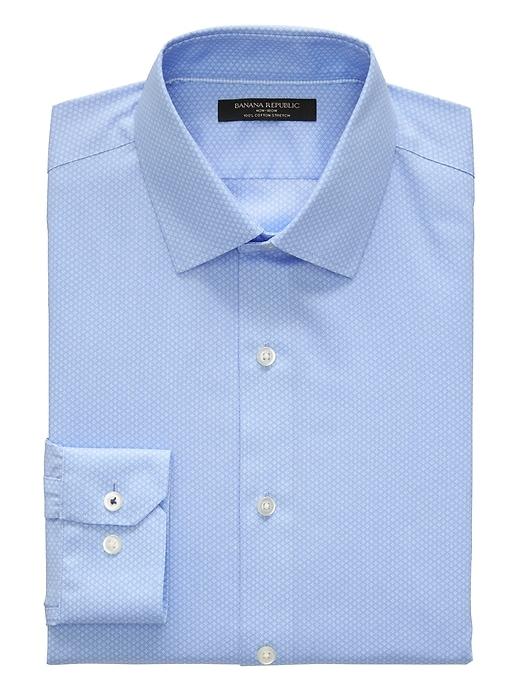 Banana Republic Mens Camden Standard-fit Non-iron Stretch Floral Shirt Marfa Blue Size Xxs