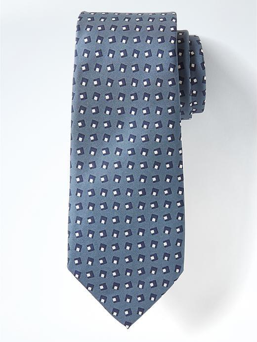 Banana Republic Mens Modern Square Printnanotex Tie - Folder Blue