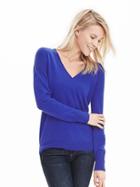 Banana Republic Womens Todd &amp; Duncan Cashmere Vee Pullover Size L - Cobalt
