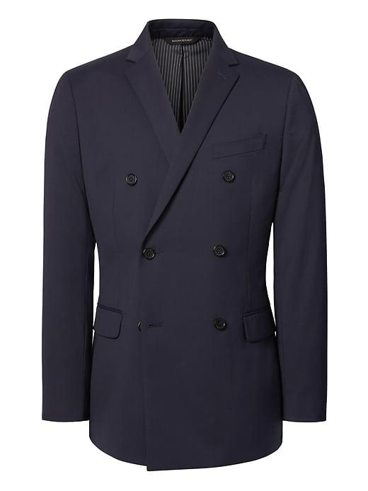 Banana Republic Mens Slim Double Breasted Navy Wool Suit Jacket Navy Size 42