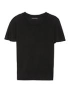 Banana Republic Womens Petite Machine-washable Merino Flutter-sleeve Top Black Size M