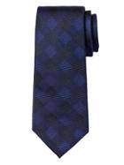 Banana Republic Mens Buffalo Check Silk Nanotex Tie Navy Blue Size One Size