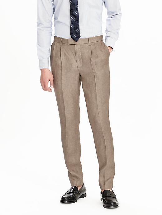 Banana Republic Womens Pleated Linen Dress Pant Size 32w 36l Tall - Taupe