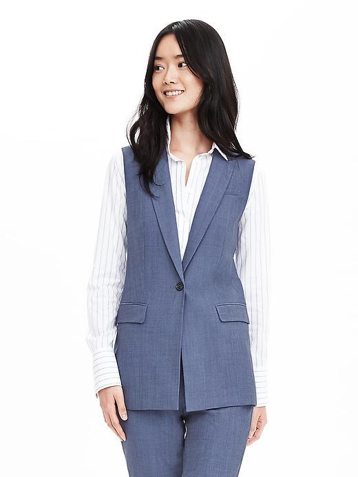 Banana Republic Womens Chambray Lightweight Wool Vest Size 0 - Spa Blue