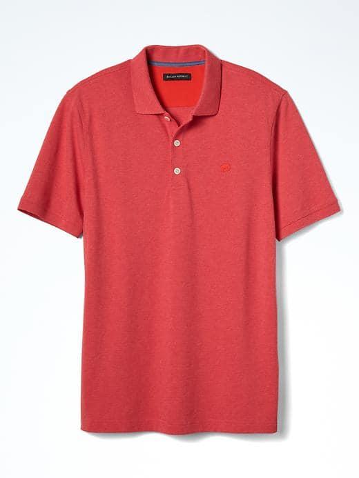 Banana Republic Mens Solid Pique Polo - Fire Red