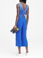 Banana Republic Womens Twist-back Cropped Jumpsuit Blue Voyage Size 20