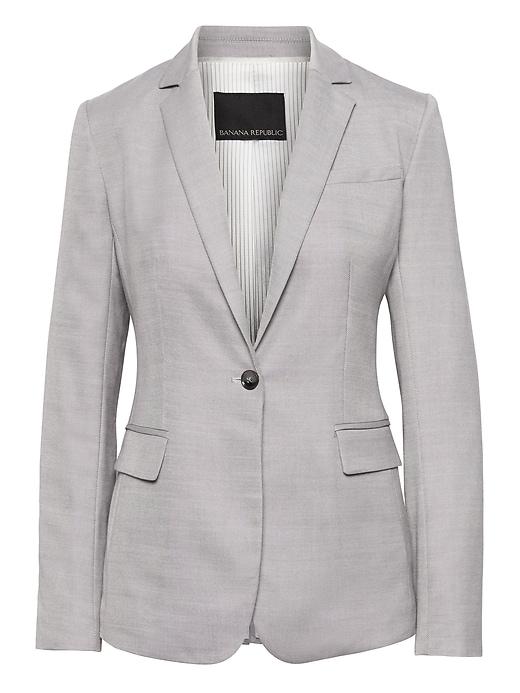 Banana Republic Womens Petite Exclusive Classic-fit Satin Blazer Gray Size 0