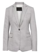 Banana Republic Womens Petite Exclusive Classic-fit Satin Blazer Gray Size 0