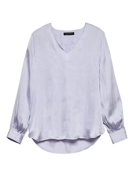 Banana Republic Womens Soft Satin High-low Top Blue Frost Size L