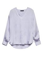 Banana Republic Womens Soft Satin High-low Top Blue Frost Size L