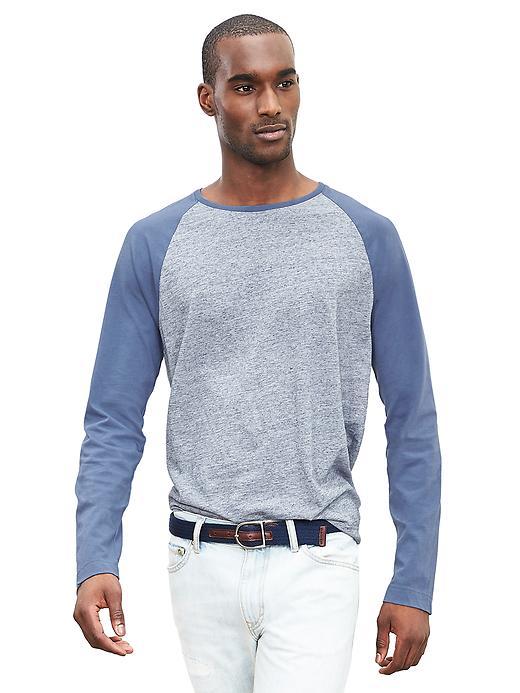 Banana Republic Mens Soft Wash Raglan Crew Size L Tall - Blue Heather