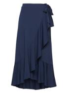 Banana Republic Womens Soft Ponte Ruffle Wrap Midi Skirt Elysian Blue Size Xs