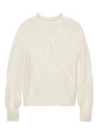Banana Republic Womens Petite Chunky Mixed-cable Knit Mock-neck Sweater Ivory White Size Xs