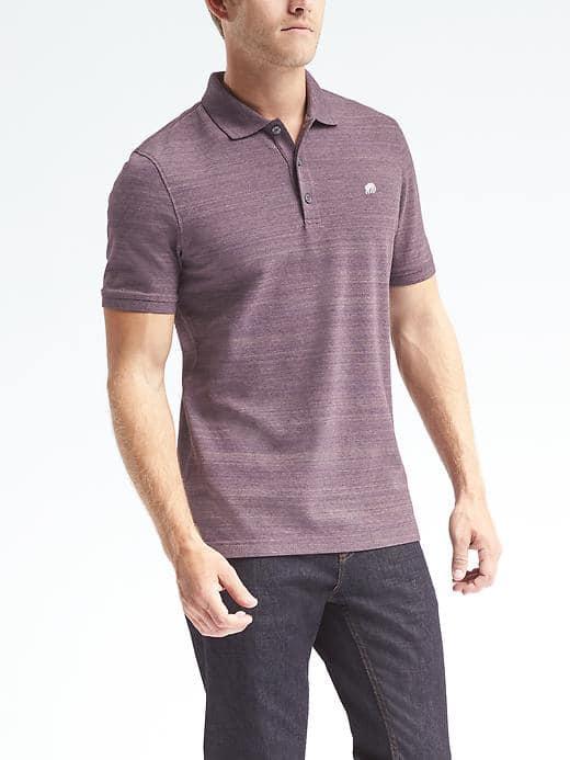 Banana Republic Mens Slim Pique Polo - Purple Fog