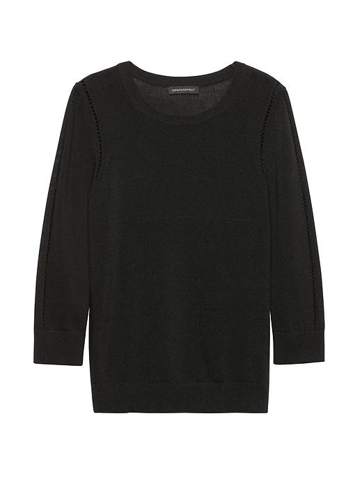 Banana Republic Womens Cotton Blend Pointelle Sweater Black Size Xs