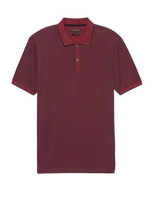 Banana Republic Mens Luxury-touch Jacquard Tipped Polo Shirt Burgundy Size Xxl