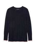 Banana Republic Womens Petite Machine-washable Merino Crew Sweater Navy Size L
