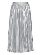 Banana Republic Womens Metallic Pleated Midi Skirt Bright Silver Size 16
