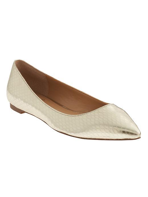 Banana Republic Angela Pointed Toe Flat Size 10 - Pale Gold