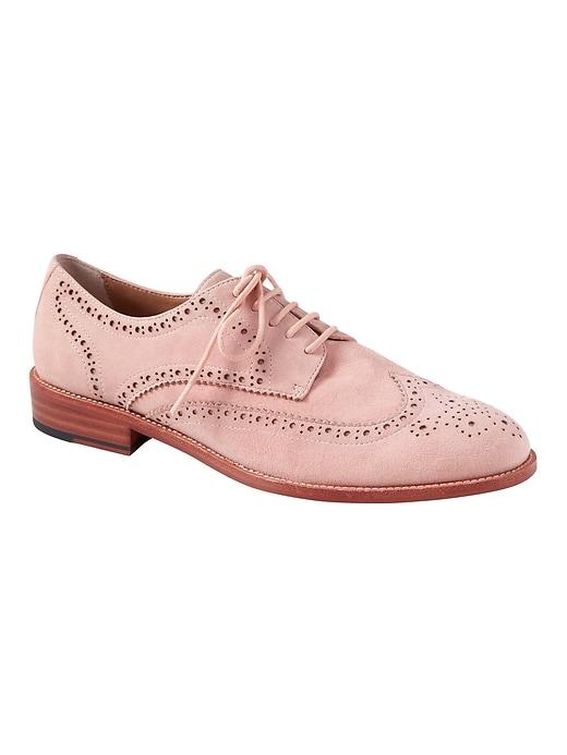 Banana Republic Womens Leather Brogue Oxford Pink Sundown Size 8 1/2