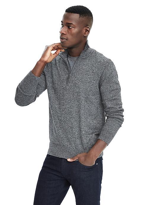 Banana Republic Mens Pima Cotton Cashmere Half Zip - Black Multi
