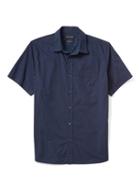 Banana Republic Mens Camden Fit Custom Wash Short Sleeve Shirt - Preppy Navy