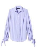 Banana Republic Womens Riley-fit Pleated Bell-sleeve Shirt Light Blue Size 8