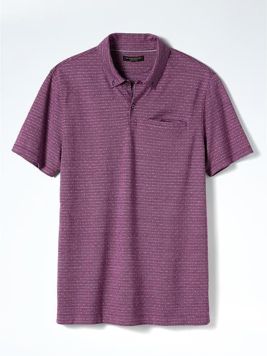 Banana Republic Mens Luxe Touch Jacquard Polo - Plum Pie
