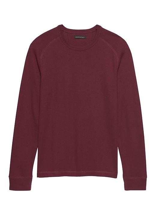 Banana Republic Mens Core Temp Waffle-knit Long-sleeve T-shirt California Burgundy Red Size L