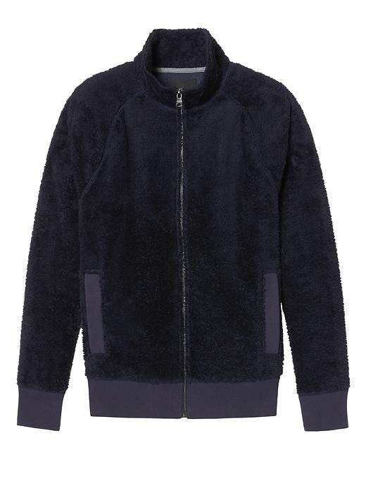 Banana Republic Mens Sherpa Fleece Full-zip Track Jacket Navy Size M