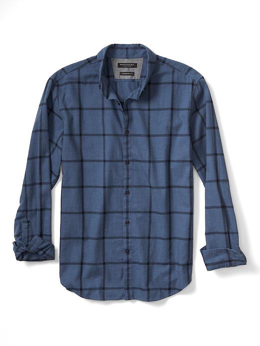 Banana Republic Mens Camden Fit Windowpane Shirt Size L Tall - Medium Blue