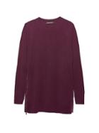 Banana Republic Womens Machine-washable Merino Wool Sweater Tunic With Zipper Accent Burgundy Size S