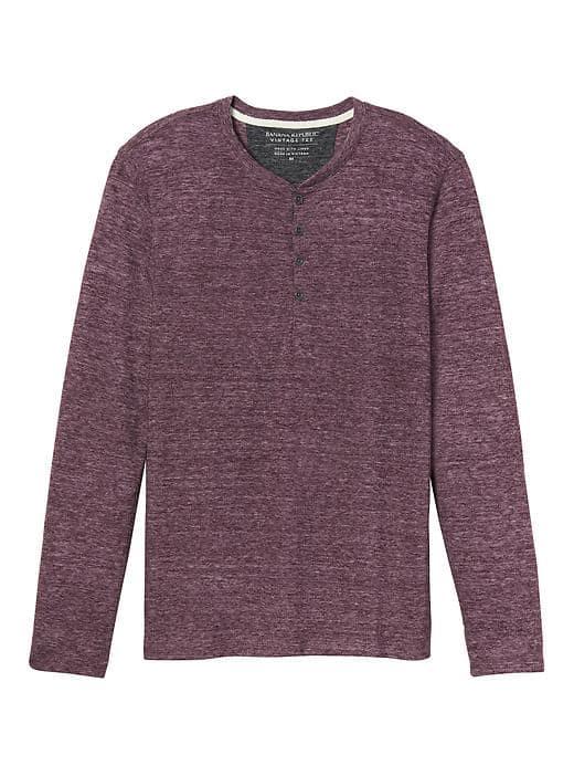 Banana Republic Mens Vintage Long Sleeve Henley - Secret Plum