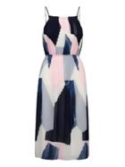 Banana Republic Womens Print Pleated Fit-and-flare Dress Pink Combo Size 0