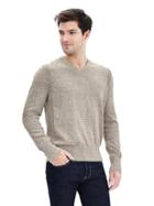 Banana Republic Mens Cotton Cashmere Vee Pullover Size L Tall - Neutral Twig