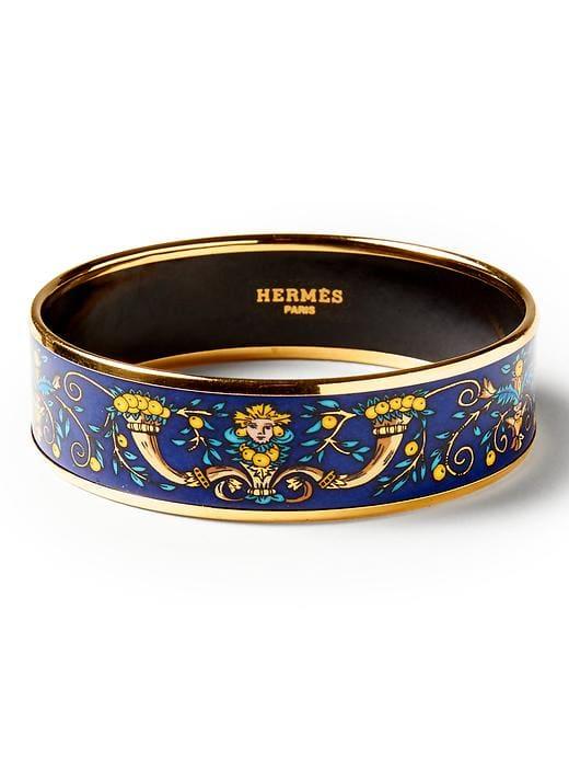 Banana Republic Womens Luxe Vintage Hermes Blue And Gold Lemons Enamel Bracelet - Blue
