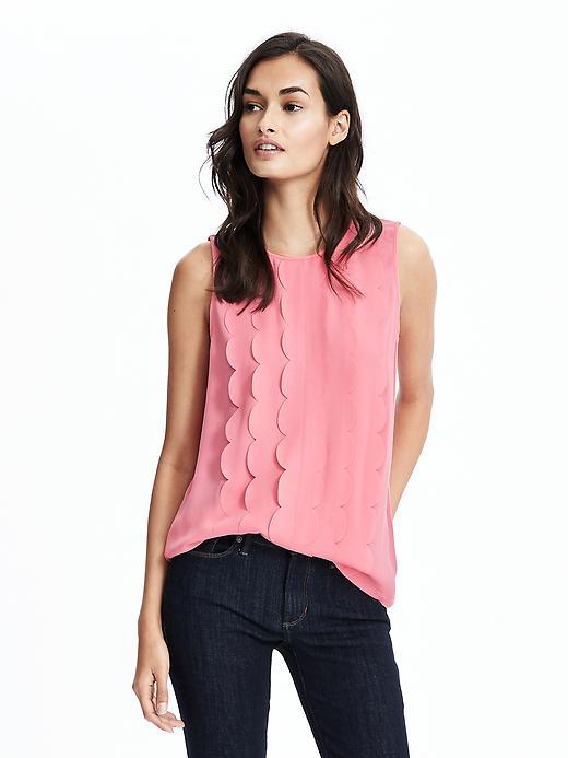 Banana Republic Womens Scallop Top Size L - Cherry Blossom Pink
