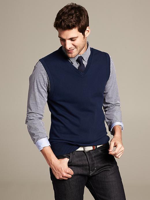 Banana Republic Mens Classic Sweater Vest Navy Size Xs