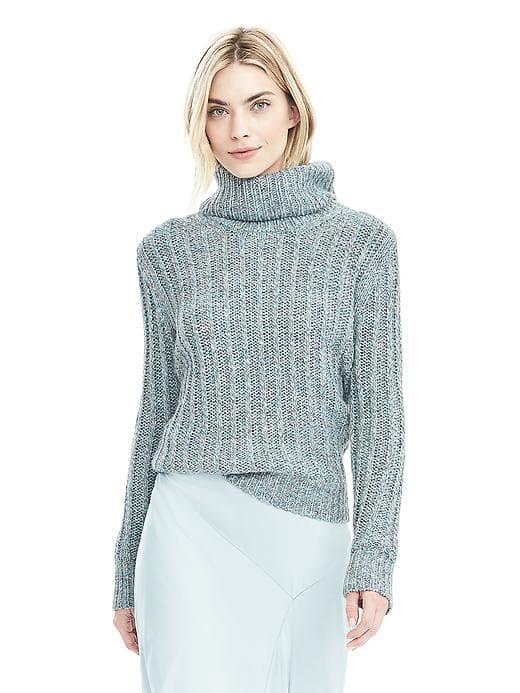 Banana Republic Womens Marled Rib Turtleneck - Light Blue
