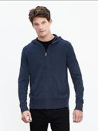 Banana Republic Mens Silk Cotton Cashmere Hoodie Size L Tall - Blue Marl