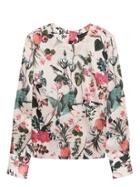 Banana Republic Womens Petite Botanical Print Button-back Top White Peach Size Xs