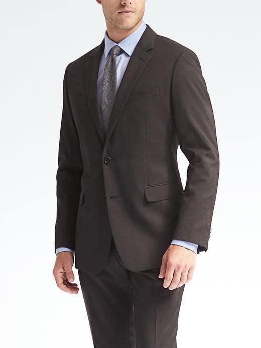 Banana Republic Mens Standard Solid Wool Suit Jacket - Dark Charcoal