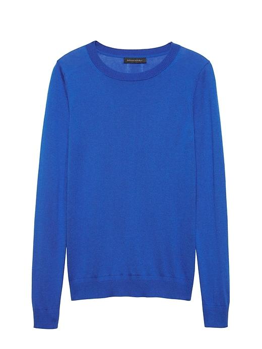 Banana Republic Womens Petite Silk Cashmere Crew-neck Sweater Sapphire Blue Size S
