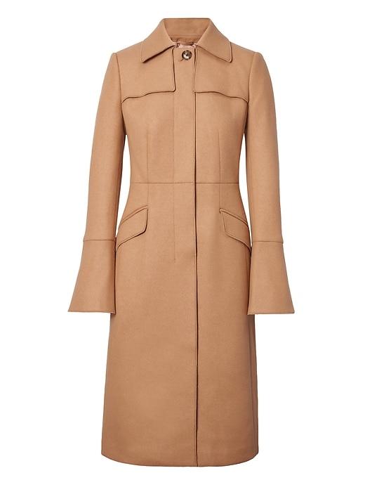 Banana Republic Womens Italian Melton Wool-blend Long Trench Coat Camel Size 0