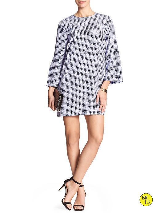 Banana Republic Womens Factory Bell Sleeve Print Tunic Dress Size L - Blue Print