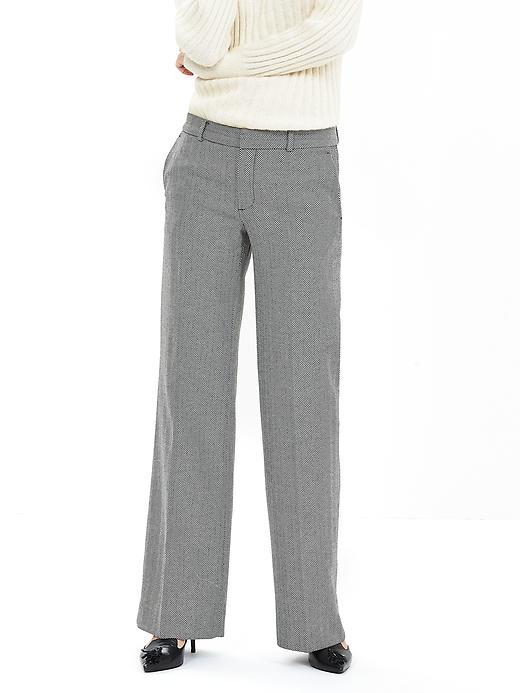 Banana Republic Womens Herringbone Flannel Wide Leg Trouser Size 0 - Natural/black