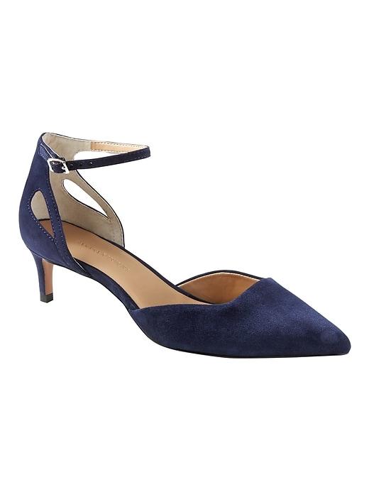 Banana Republic Womens Side Cutout Kitten Heel Navy Suede Size 6 1/2