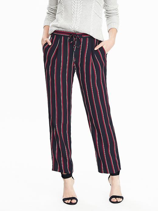 Banana Republic Womens Tailored Stripe Drawstring Crop Size 0 Regular - Multi Stripe