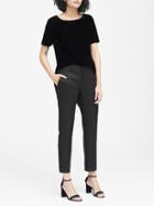 Banana Republic Womens Petite Avery Straight-fit Metallic Tweed Ankle Pant Black Size 2