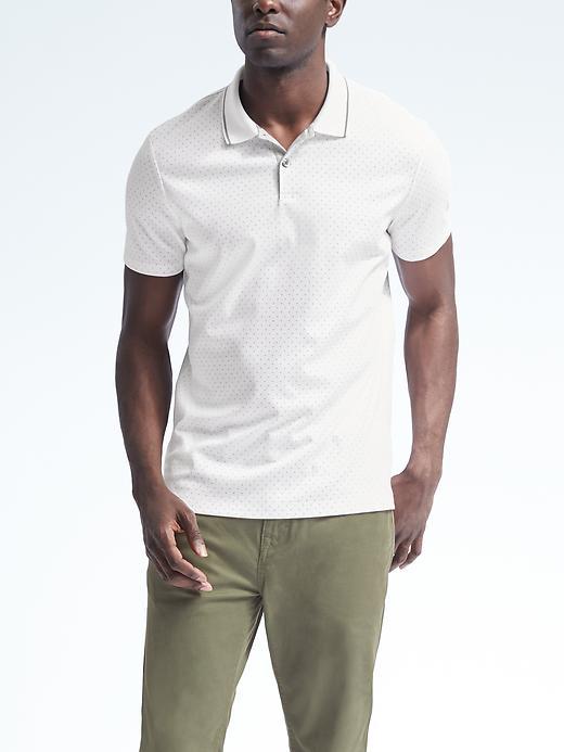 Banana Republic Mens Luxury Touch Dot Print Polo - White